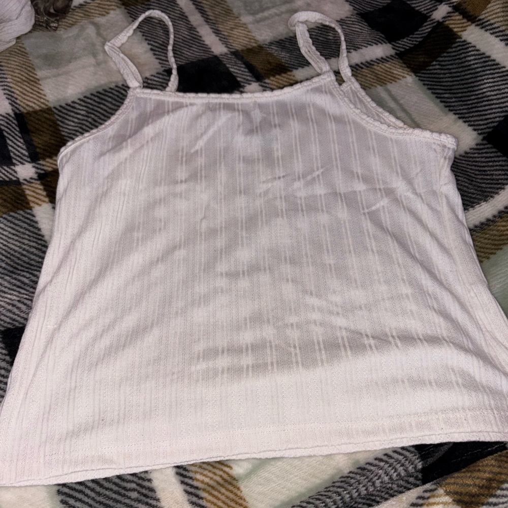 Women's White Ribbed Tank Top